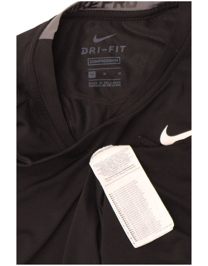 Męska koszulka NIKE Dri Fit z graficznym długim rękawem, średni czarny poliester