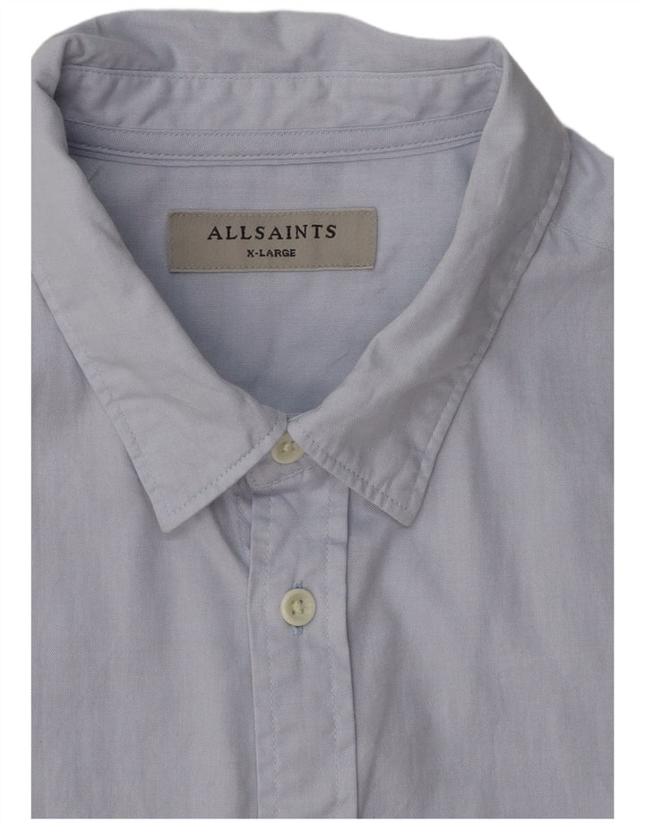 ALL SAINTS Mens Short Sleeve Shirt XL Blue Cotton
