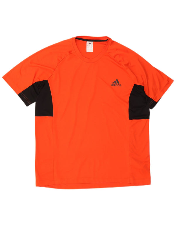 Adidas Męski dres Climalite Top XL Pomarańczowy poliester z blokami kolorów