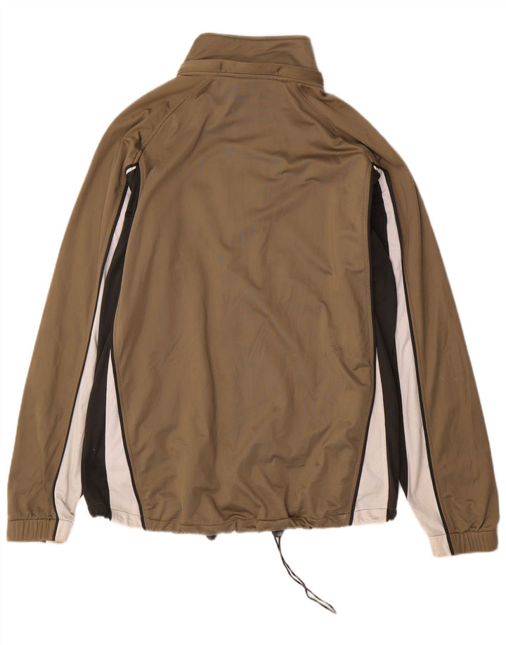 Męska kurtka dresowa Asics, średnia, khaki, poliester z blokami kolorów