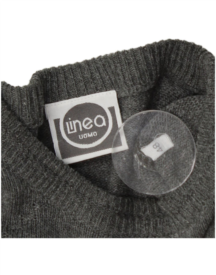 LINEA Męski sweter z okrągłym dekoltem IT 48 w średnie, wielokolorowe paski