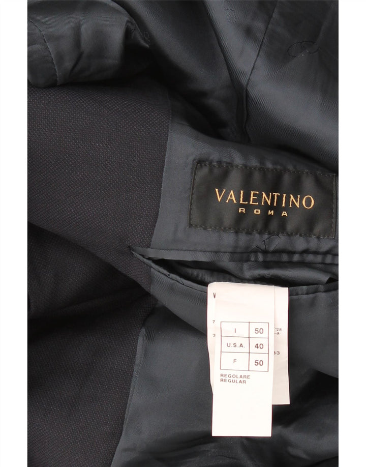 VALENTINO Mens 3 Button Blazer Jacket IT 50 Large Navy Blue Wool