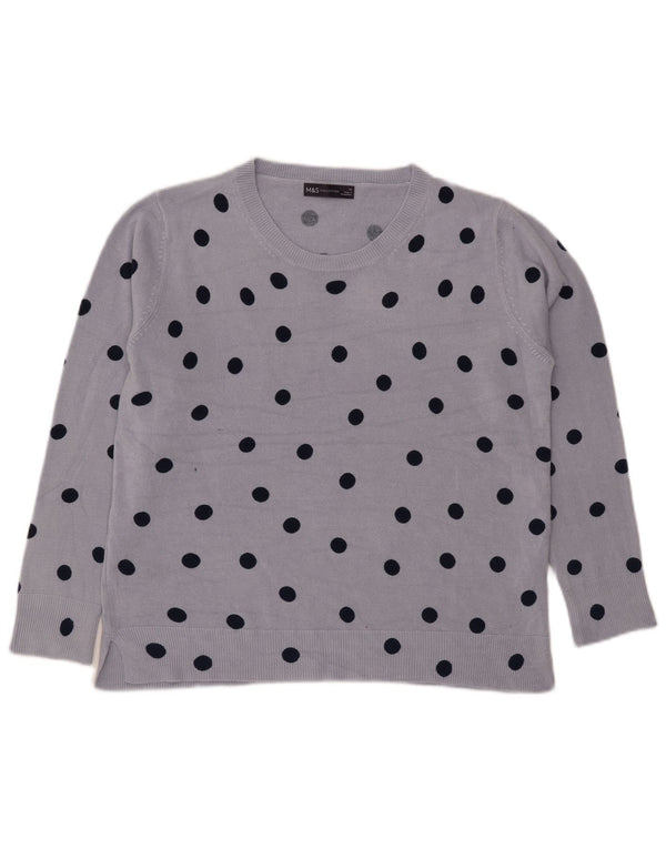 Marks & Spencer Damski sweter z dekoltem w łódkę UK 16, duży, niebieski w kropki