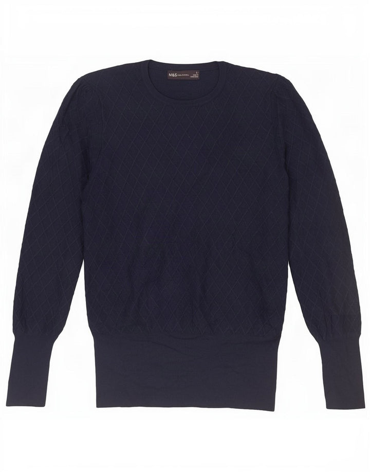 Sweter damski Marks & Spencer z okrągłym dekoltem, UK 12, średni granatowy