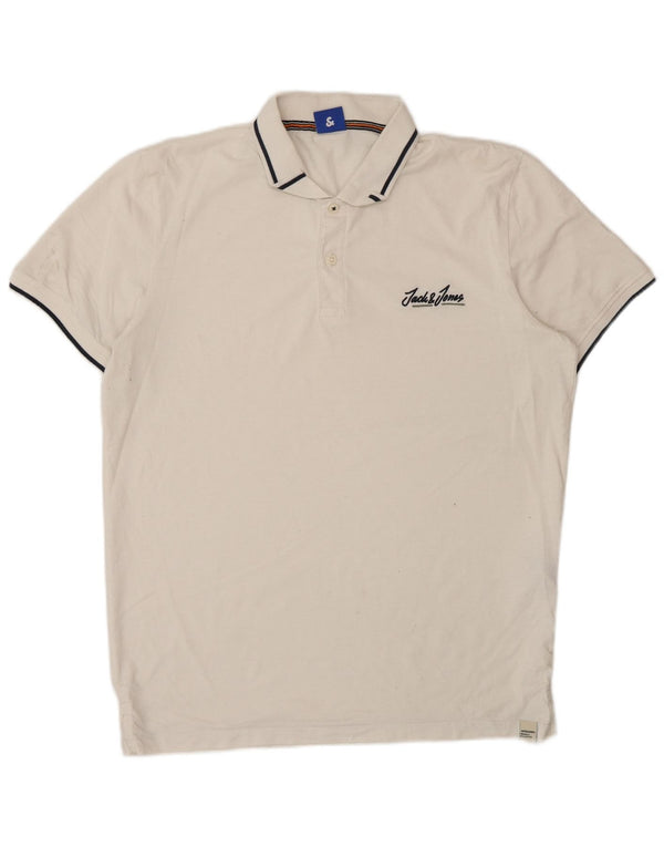 Męska koszulka polo Jack & Jones, duża, biała, bawełniana