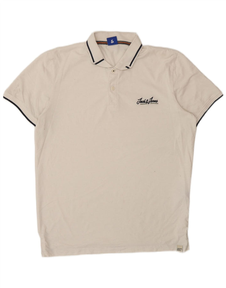 Męska koszulka polo Jack & Jones, duża, biała, bawełniana