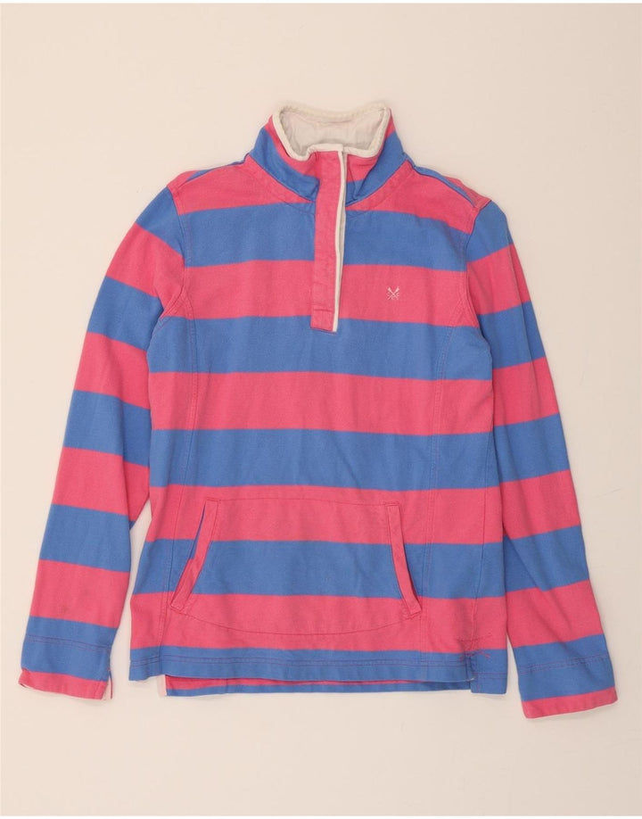 CREW CLOTHING Womens Sweatshirt Jumper UK 12 Medium Pink Striped Vintage Crew Clothing and Second-Hand Crew Clothing from Messina Hembry 
