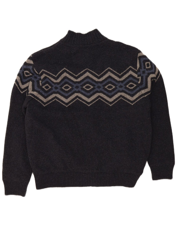 Atlas For Men Męski sweter rozpinany na zamek 3XL Szara geometryczna wełna