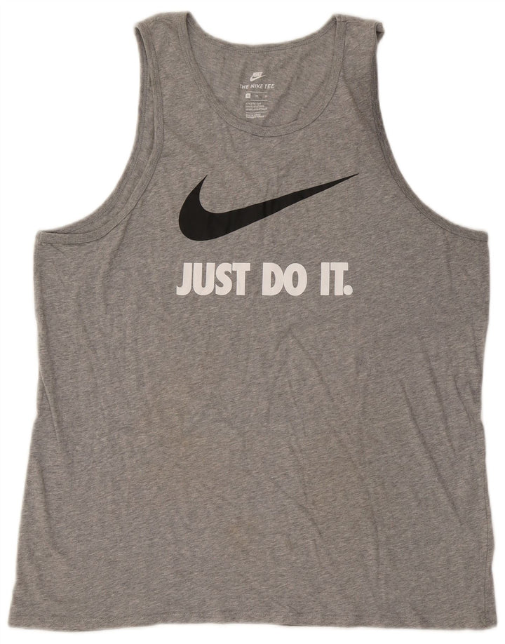 Męska kamizelka Nike o sportowym kroju z grafiką, XL, szara, bawełniana