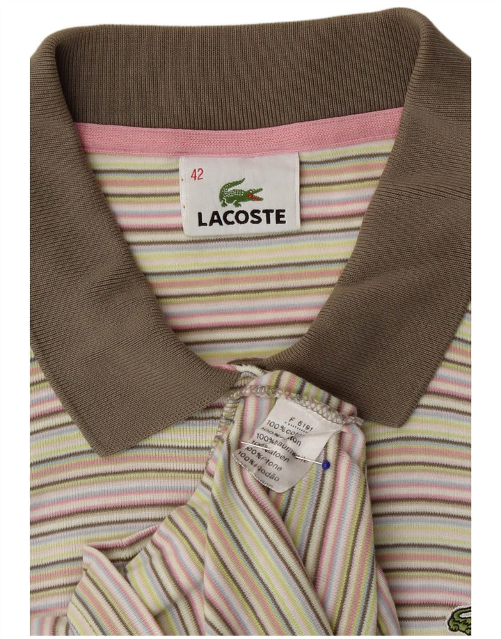 Damska koszulka polo Lacoste IT 42, duża, wielokolorowa, bawełniana w paski