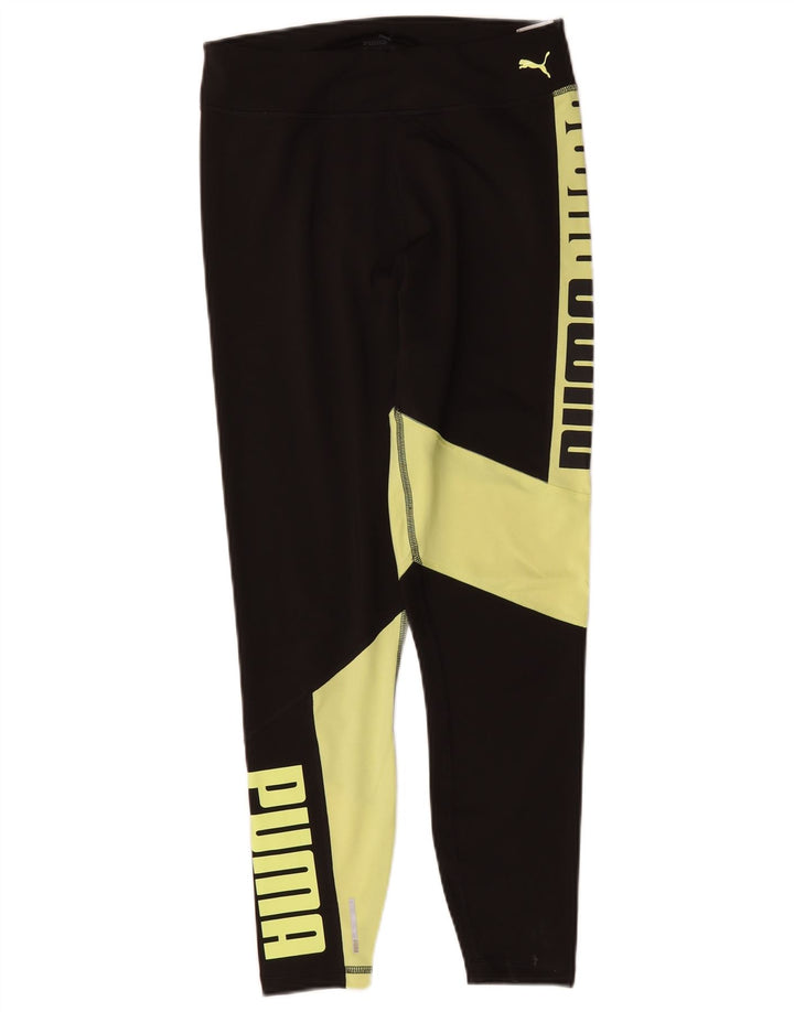 Damskie legginsy Puma Graphic UK 12 Średni czarny nylon z blokami kolorów