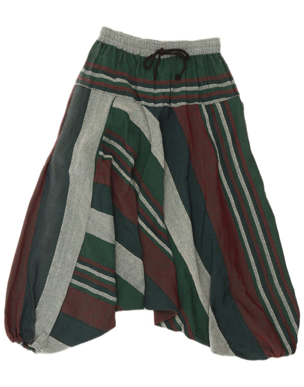 Damskie spodnie haremowe w stylu vintage W32 L32 Zielone bawełniane paski