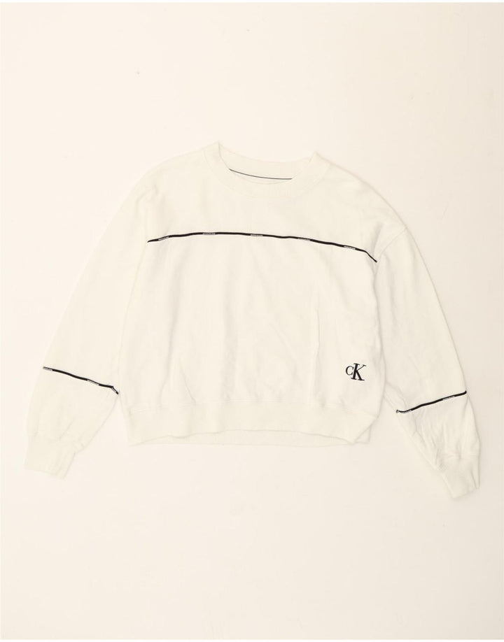 Damska bluza Calvin Klein Crop Sweatshirt UK 14 w średnie białe paski