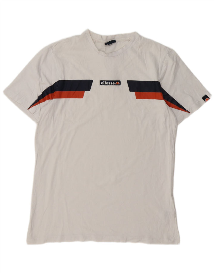 T-shirt męski ELLESSE, duży, biały, bawełniany z blokami kolorów