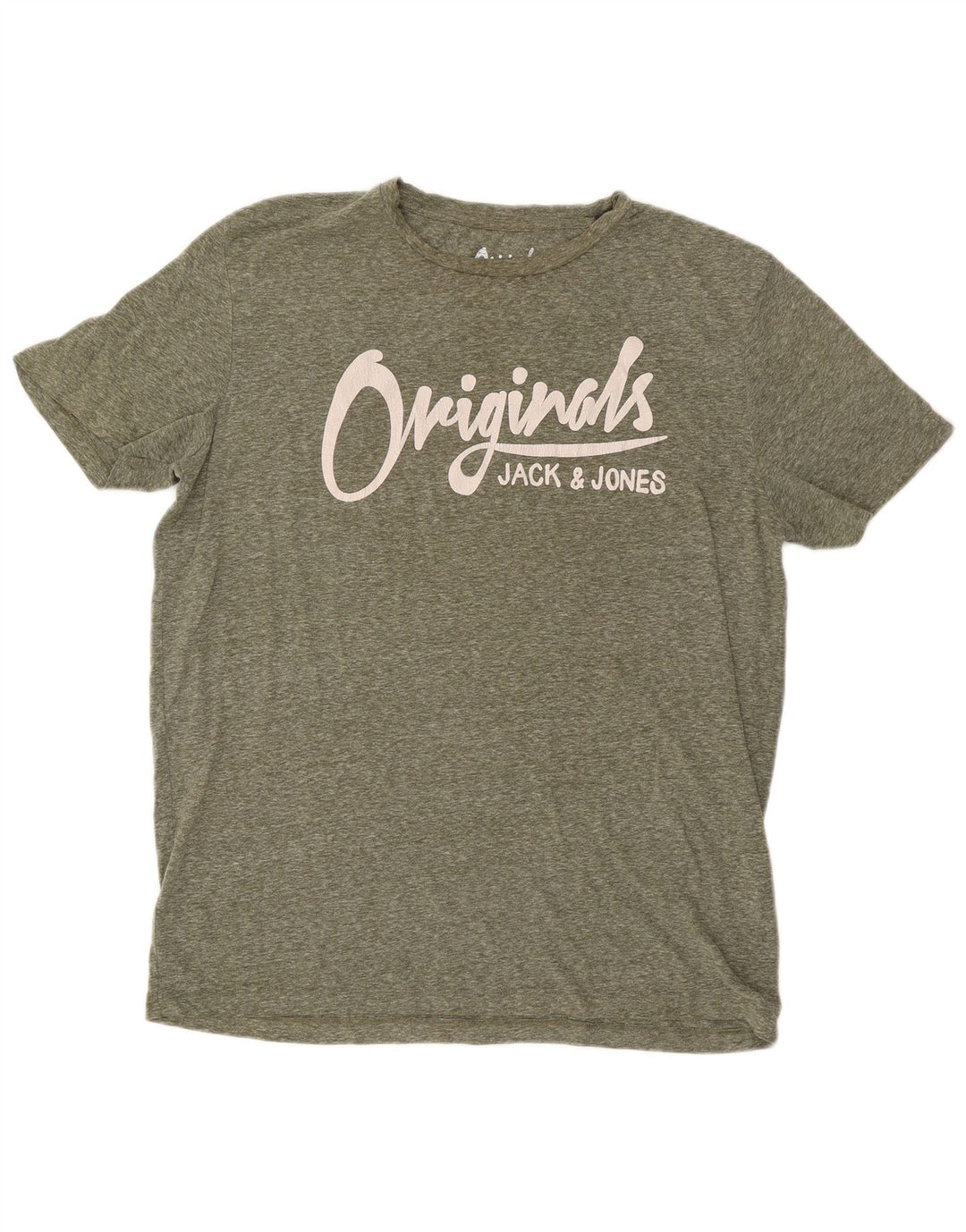 Męski T-shirt z grafiką Jack & Jones, XL, khaki, nakrapiany poliester