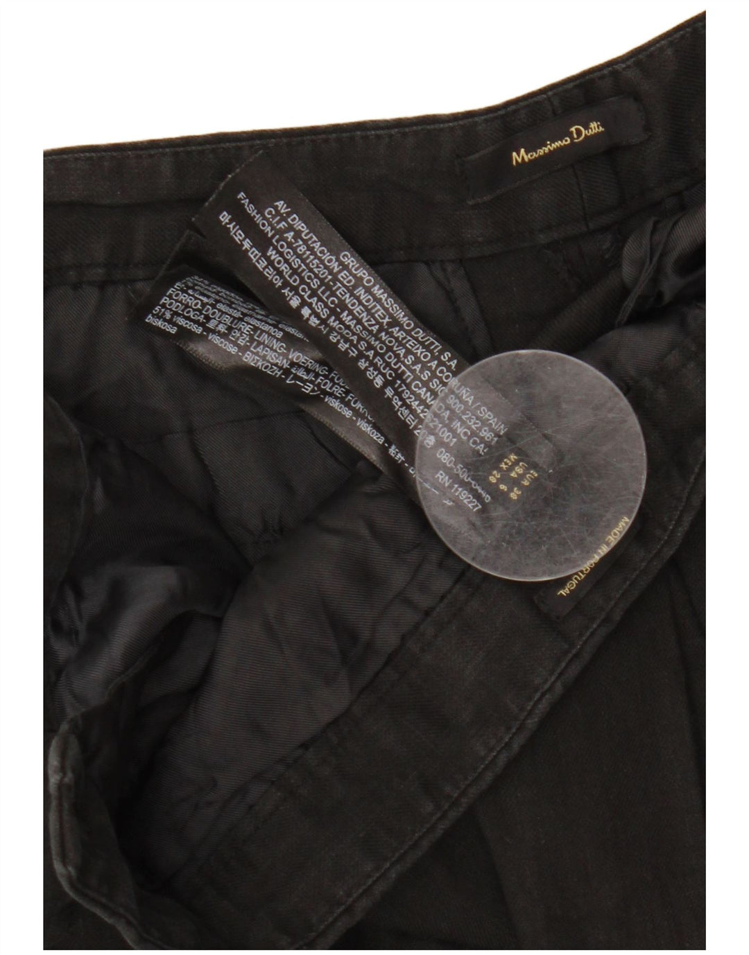 Damskie spodnie Chino Massimo Dutti EU 38 Small W28 L25 Czarne lniane