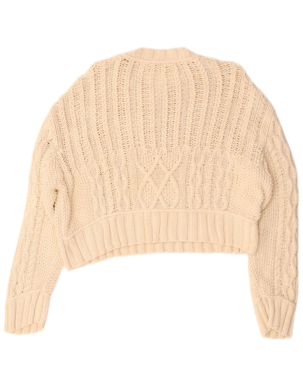 Damski sweter Zara Crop Oversize z okrągłym dekoltem UK 14 Średni Beż