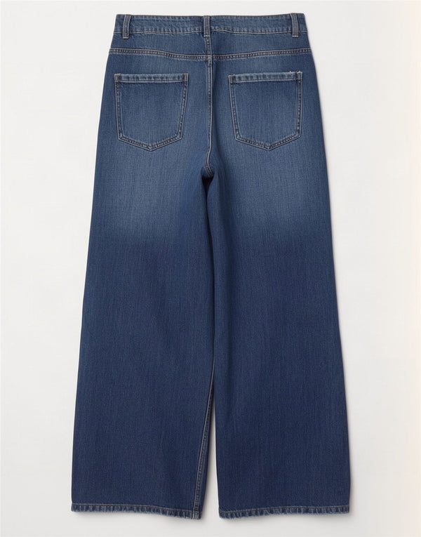 Damskie dżinsy z szeroką nogawką Zara z wysokim stanem EU 40 Medium W30 L31 Niebieska bawełna