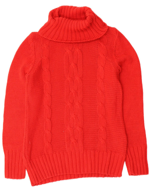 Vintage damski sweter z golfem UK 12, średnia czerwona wełna