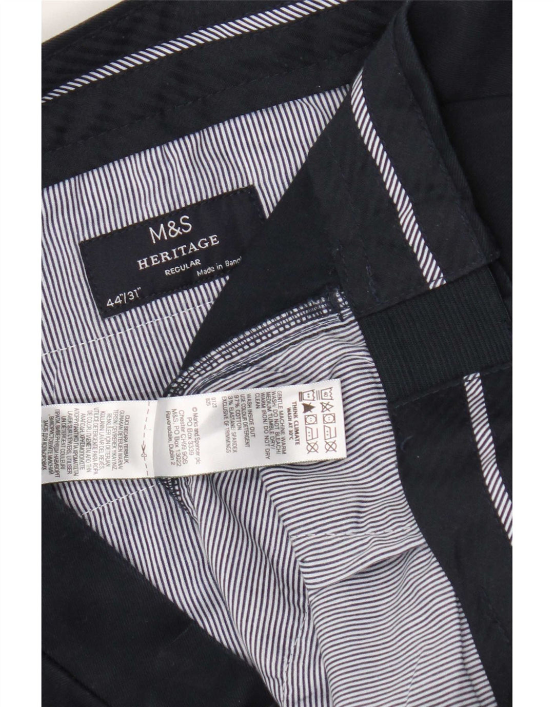 Męskie spodnie Chino Marks & Spencer Heritage Regular W44 L31 Granatowe