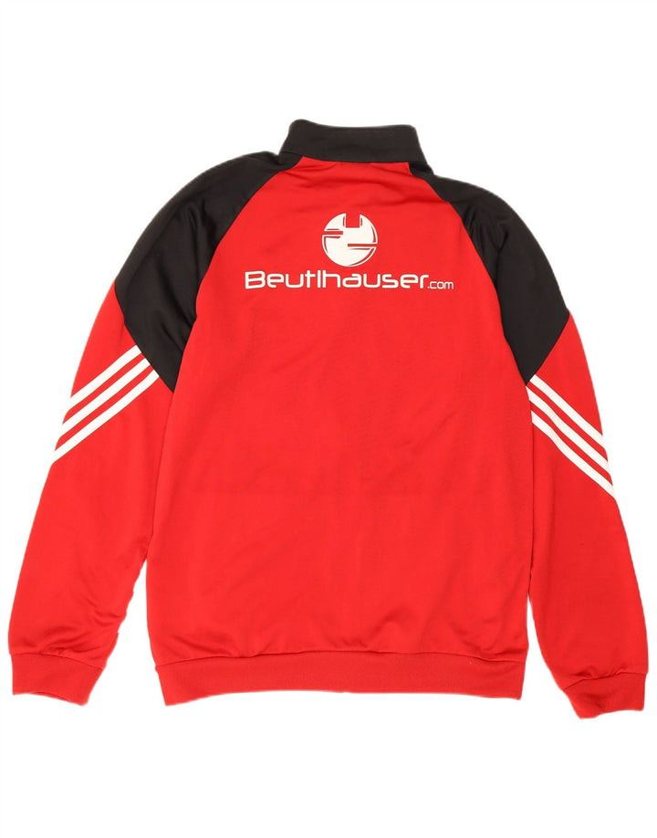 Adidas Męska bluza dresowa z grafiką, średnia czerwona, poliester z blokami kolorów