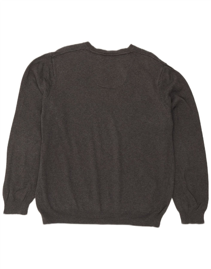 Marks & Spencer Męski sweter o regularnym kroju z dekoltem w kształcie litery V, XL, szary, bawełniany