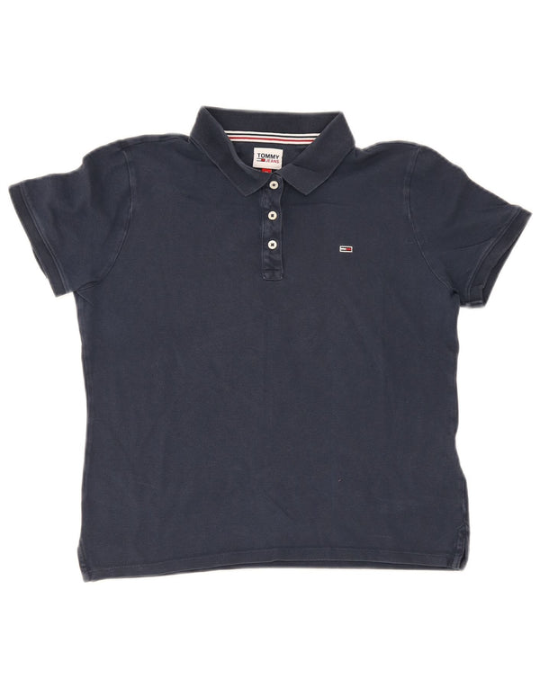 Damska koszulka polo Tommy Hilfiger UK 12, średnia, granatowa, bawełniana