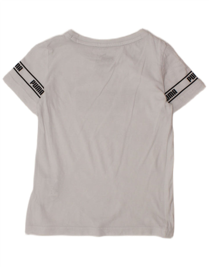 Chłopięcy T-shirt z grafiką PUMA, 4-5 lat, biała bawełna