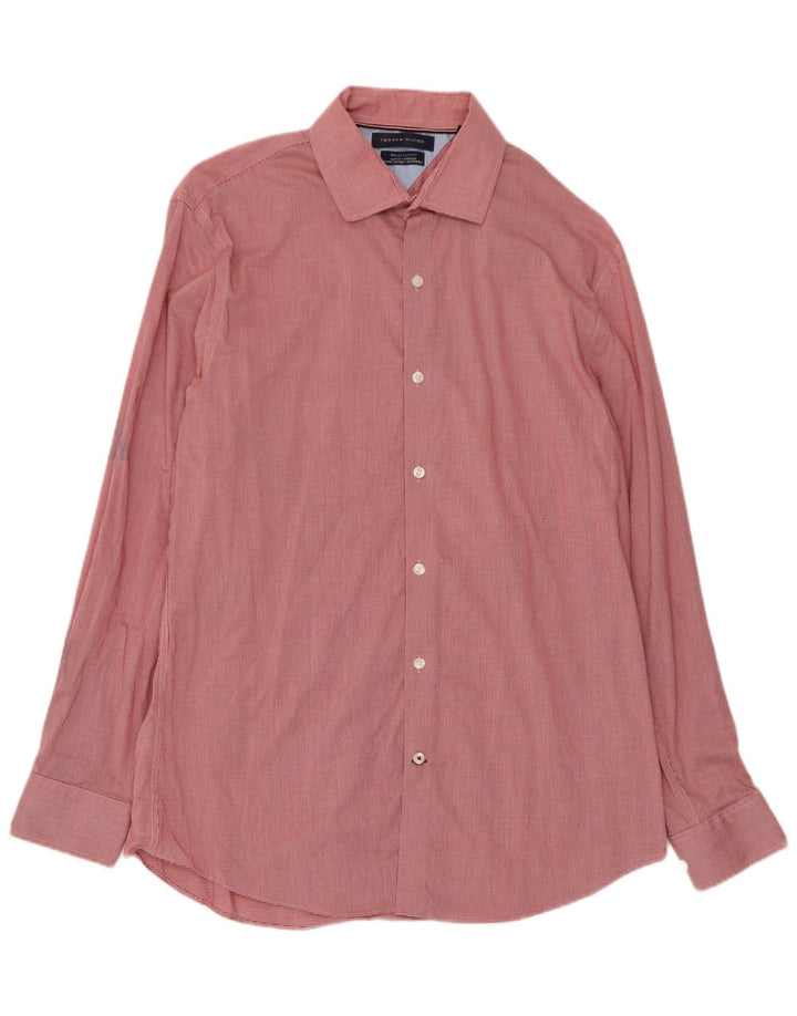 Koszula męska Tommy Hilfiger Flex Slim Fit w rozmiarze 16, duża czerwona pepitka