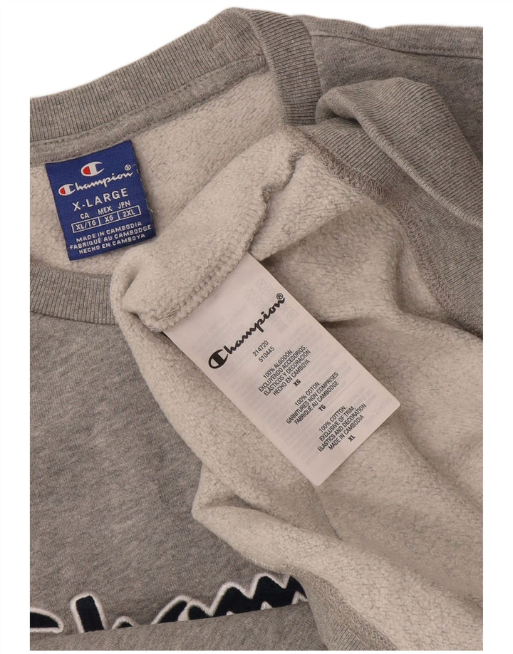 Męski sweter z grafiką Champion XL, szary, bawełniany