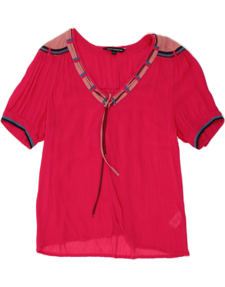 FRENCH CONNECTION Womens See Through Blouse Top UK 8 Small Pink Viscose Vintage French Connection and Second-Hand French Connection from Messina Hembry 