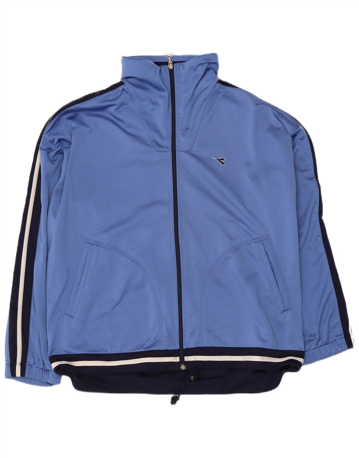 Damska bluza dresowa typu oversize Diadora UK 14, duża niebieska, z blokami kolorów