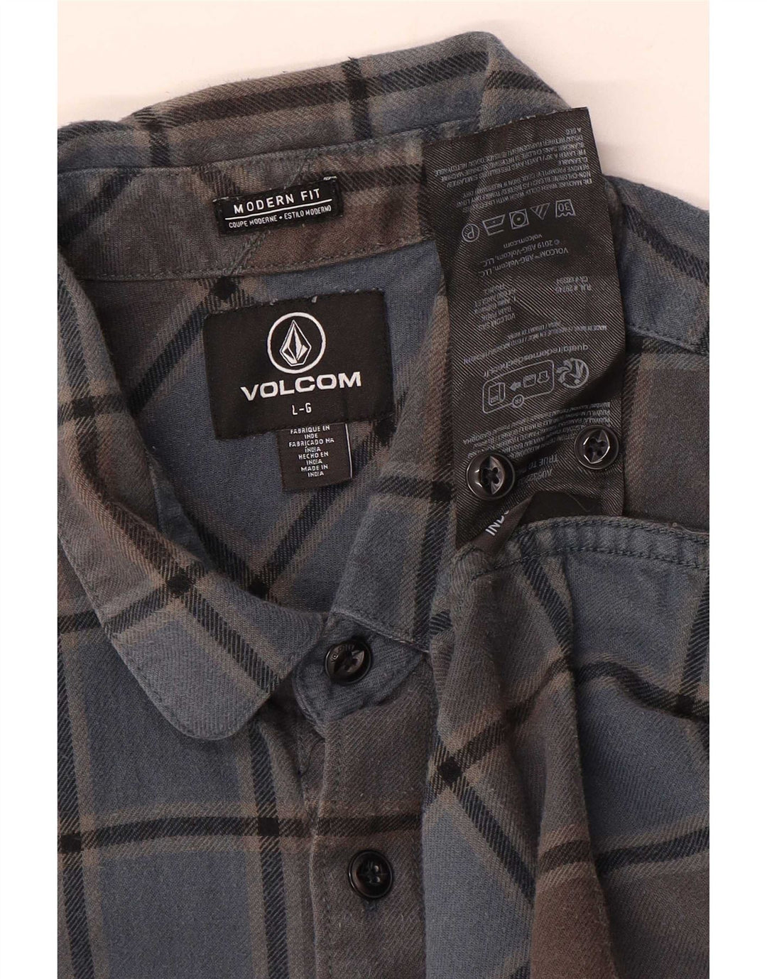 Męska koszula flanelowa Volcom o nowoczesnym kroju, duża, niebieska, bawełniana w kratę