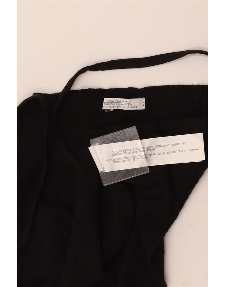 Krótki top damski Zara UK 12, średni czarny, bawełniany