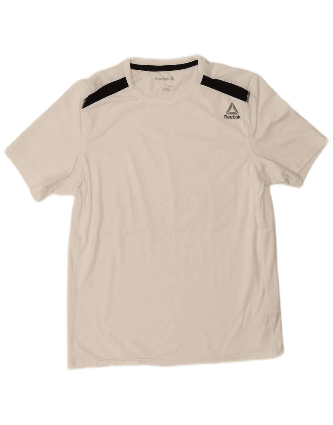 T-shirt męski Reebok, duży, biały, z blokami kolorów, poliester
