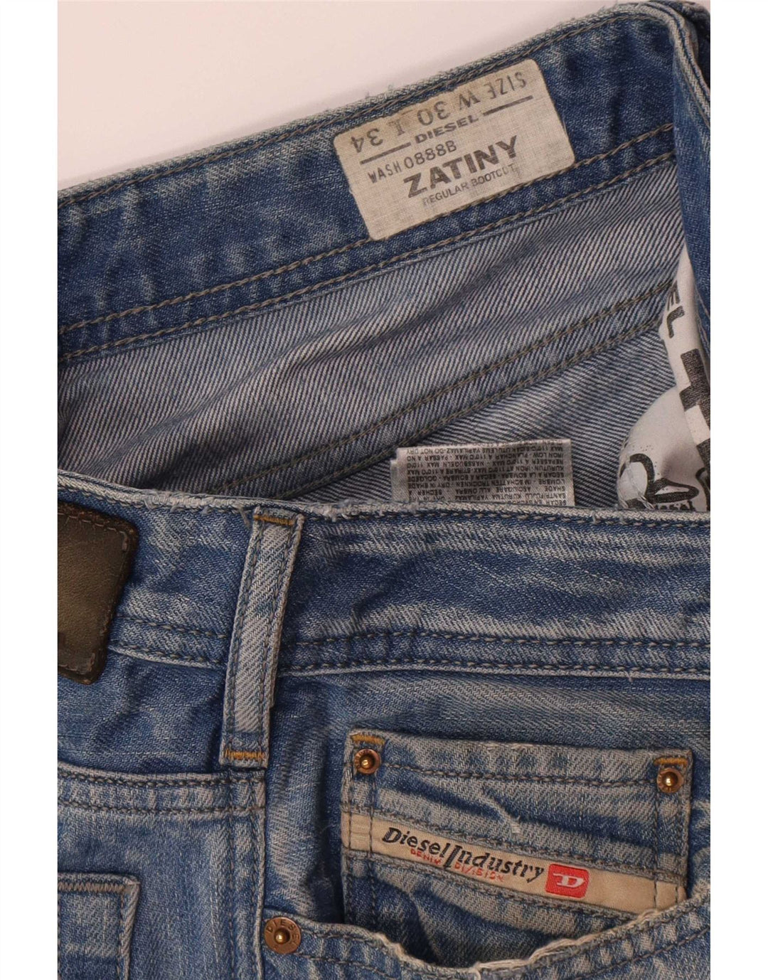 Diesel Męskie Zatiny Regular Bootcut Jeansy W30 L30 Niebieskie bawełniane