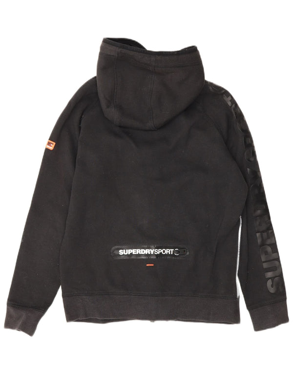 Damski sweter z kapturem Superdry z grafiką i zamkiem błyskawicznym UK 14, średni czarny, bawełniany
