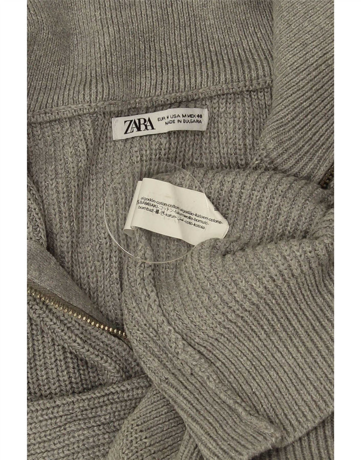 Męski sweter Zara z zamkiem błyskawicznym, średnioszary, bawełniany
