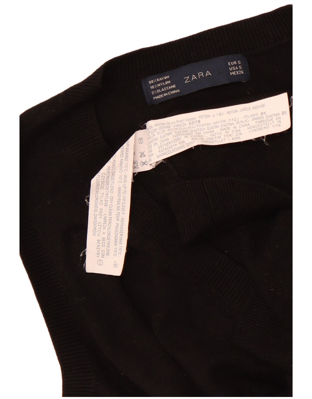 Damski podkoszulek ZARA z kamizelką UK 8 Small Black Rayon