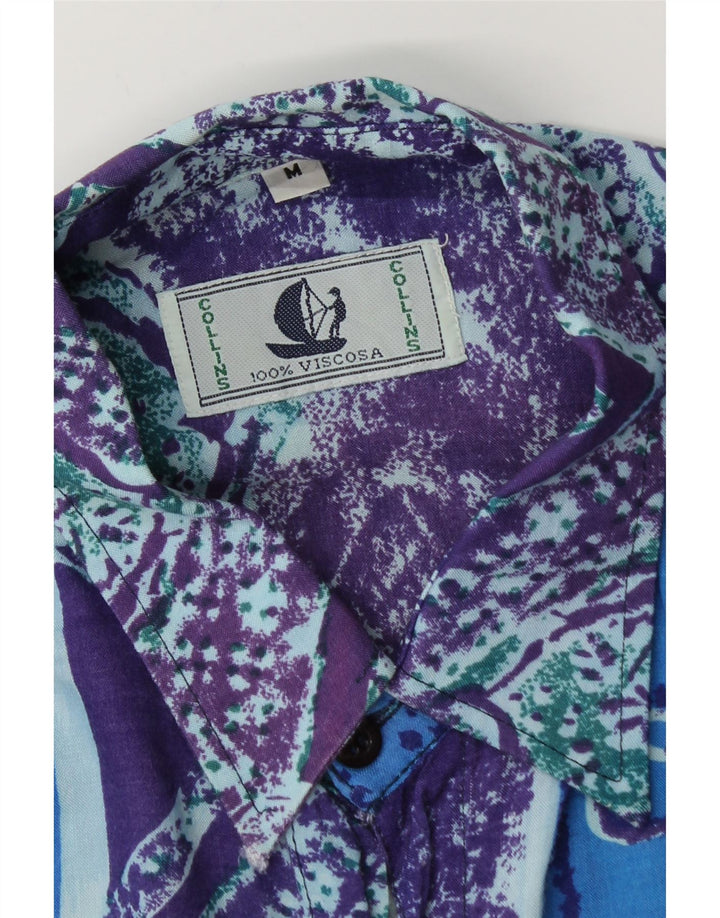 Męska koszula z krótkim rękawem Collins, średnia niebieska wiskoza Paisley