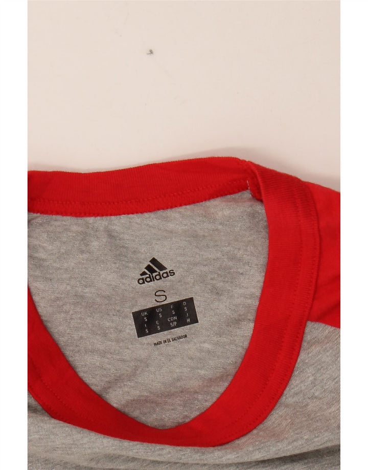 ADIDAS Mens Top 3/4 Sleeve Small Grey Colourblock Cotton Vintage Adidas and Second-Hand Adidas from Messina Hembry 