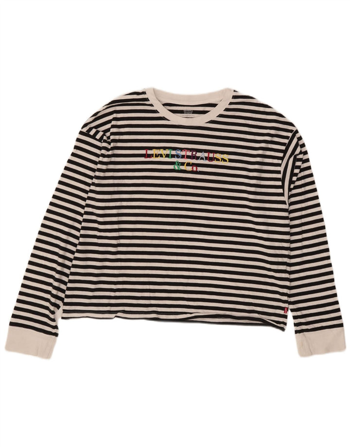 Damski oversize'owy top z grafiką Levi's z długim rękawem, UK 14, średnie czarne paski