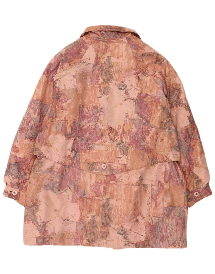 Damski płaszcz przeciwdeszczowy Sympatex z abstrakcyjnym wzorem, oversize UK 18 XL, różowy