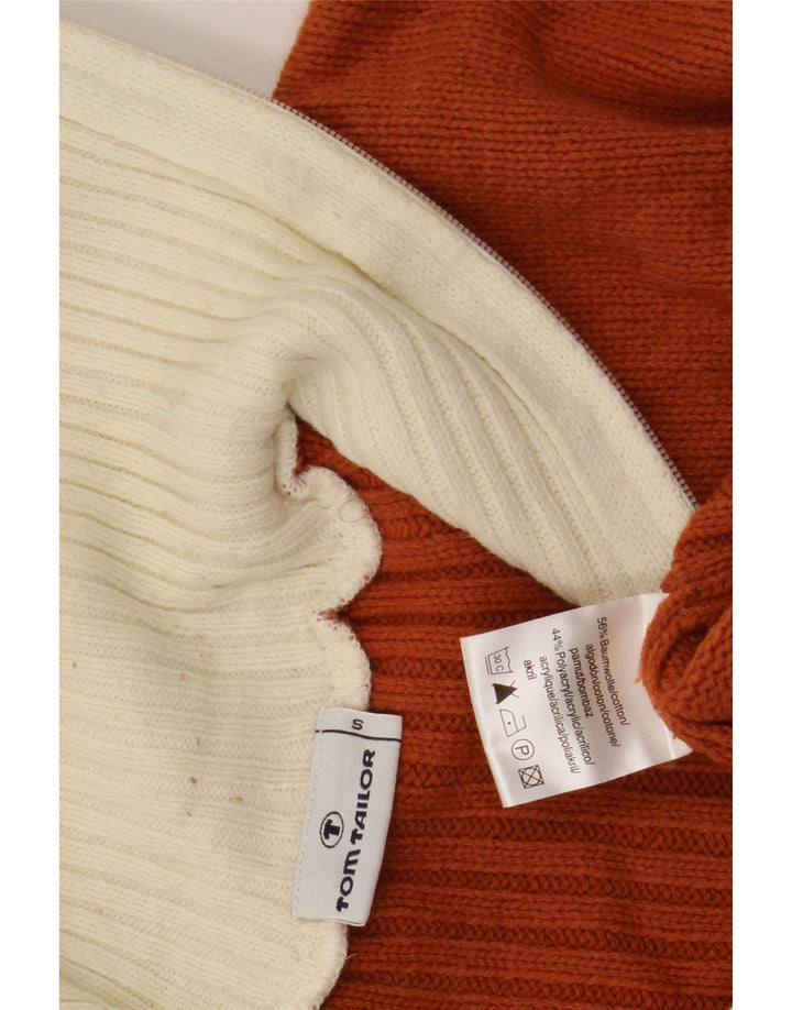 Męski sweter Tom Tailor z zamkiem błyskawicznym, mały, brązowy, bawełniany w bloki kolorów