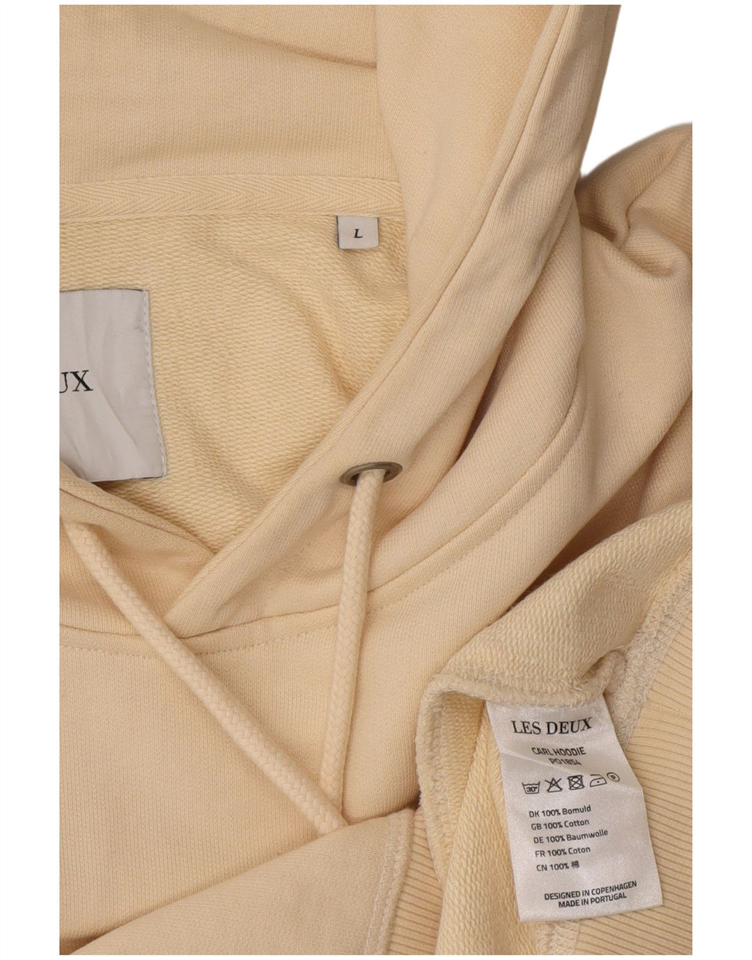 LES DEUX Mens Hoodie Jumper Large Off White Cotton