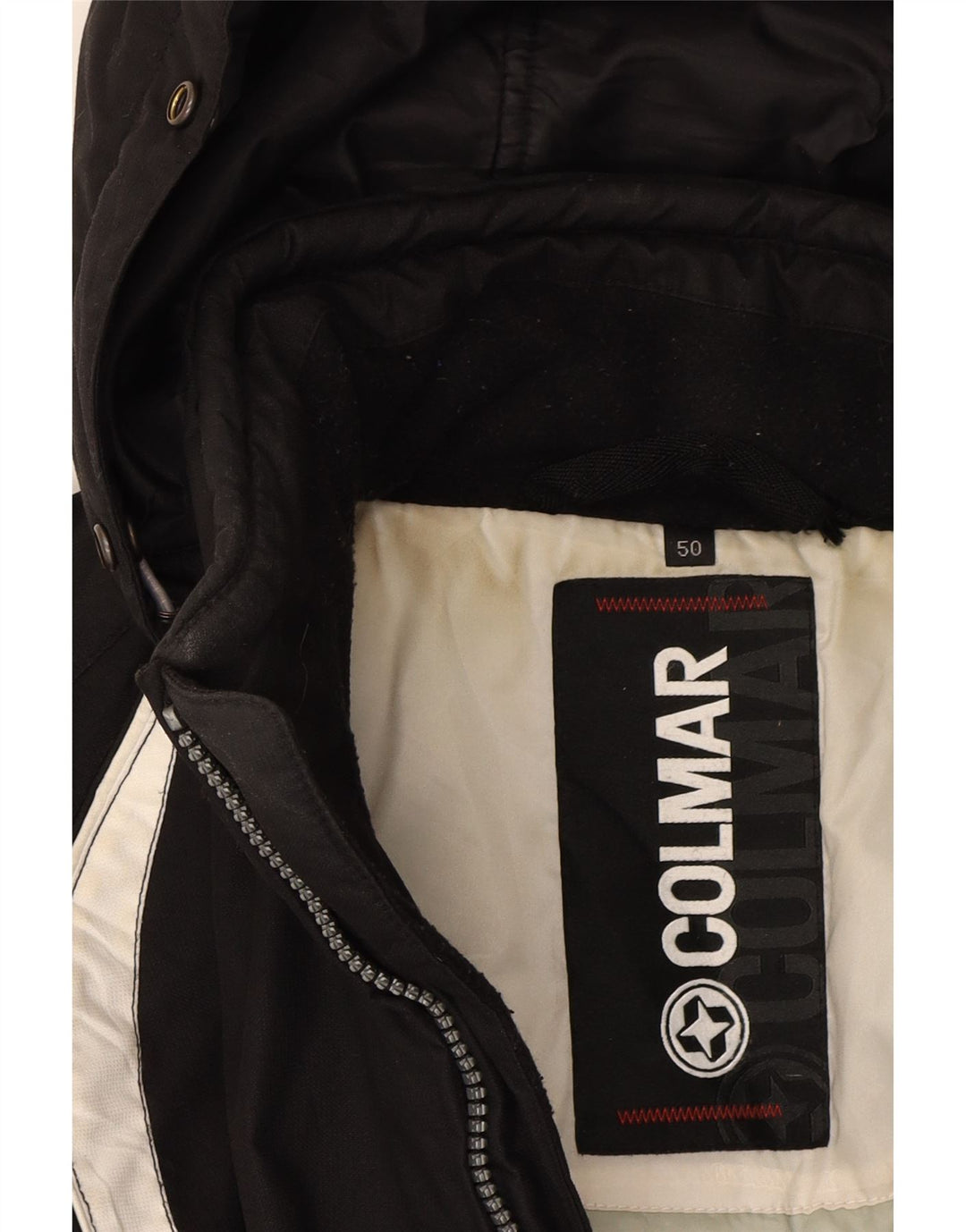 COLMAR Womens Hooded Windbreaker Jacket IT 50 2XL Black Colourblock Vintage Colmar and Second-Hand Colmar from Messina Hembry 