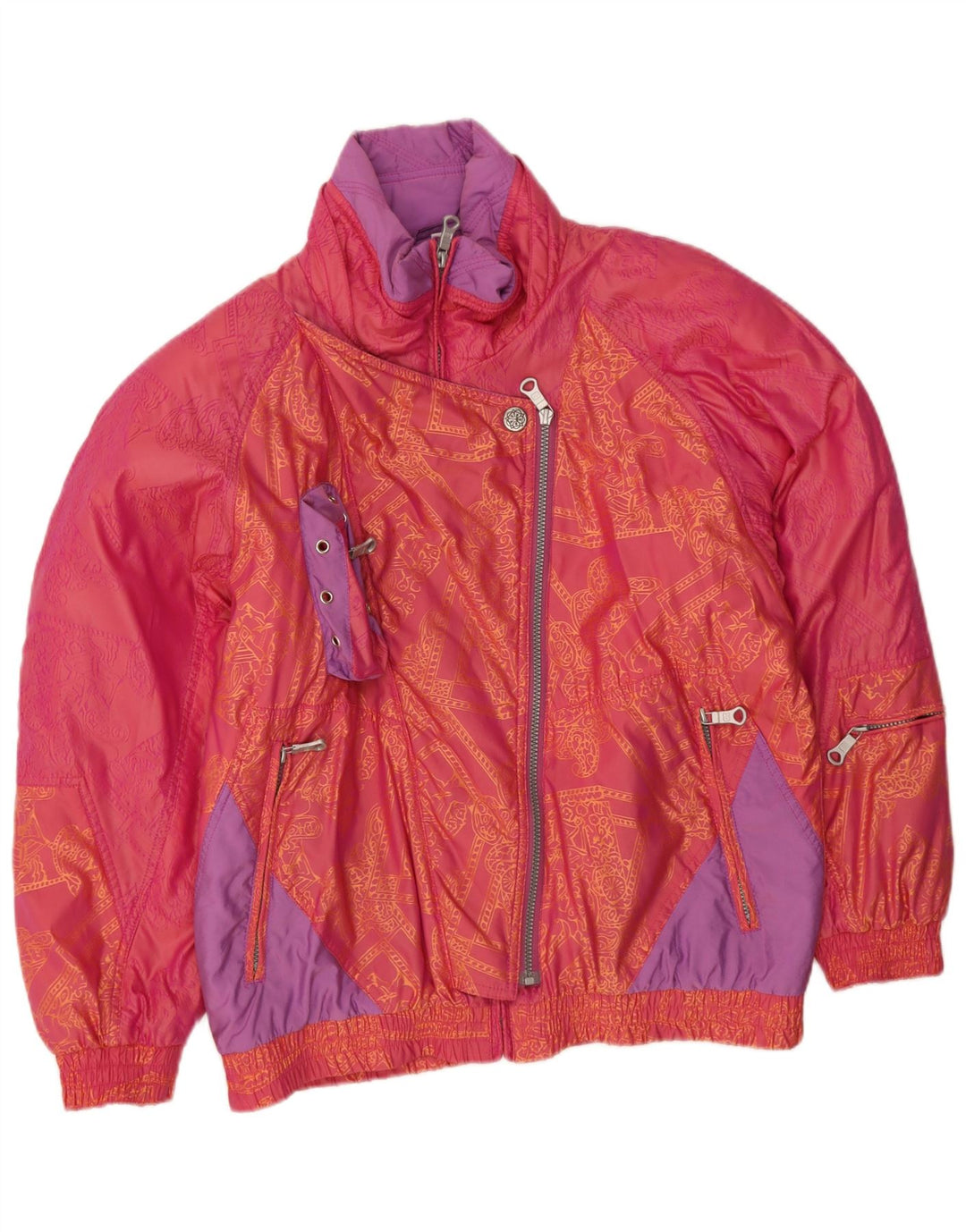 Damska kurtka ocieplana w stylu vintage IT 42, nylon w kolorze średniego różu