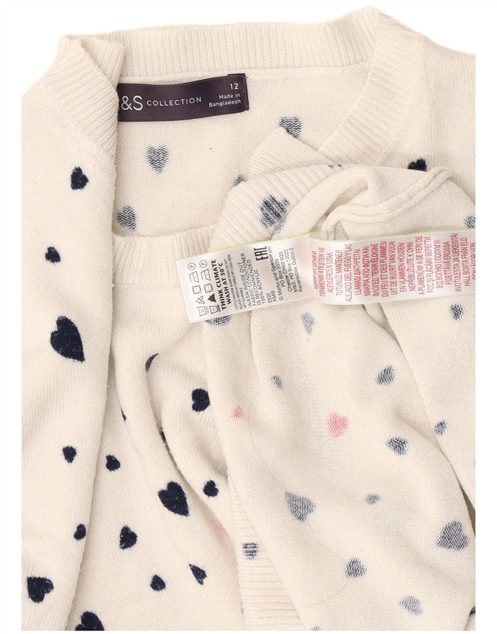 Marks & Spencer Damski sweter z dekoltem w łódkę, UK 12, średnie białe serce