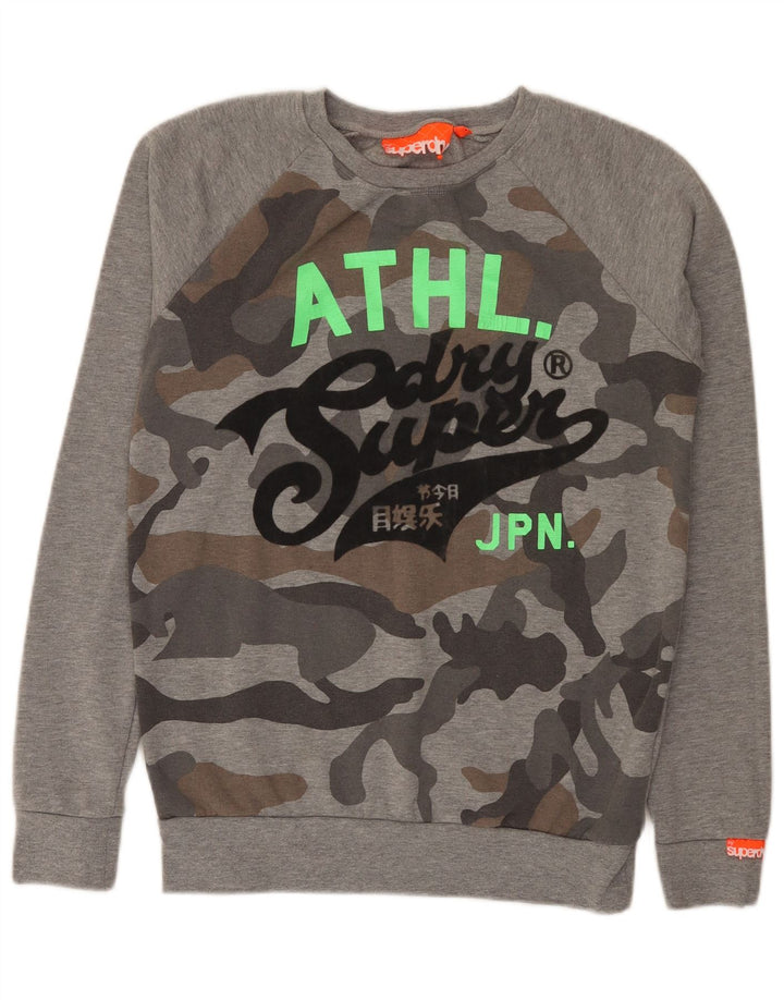 Męski sweter Superdry z grafiką o regularnym kroju, mały, szary kamuflaż