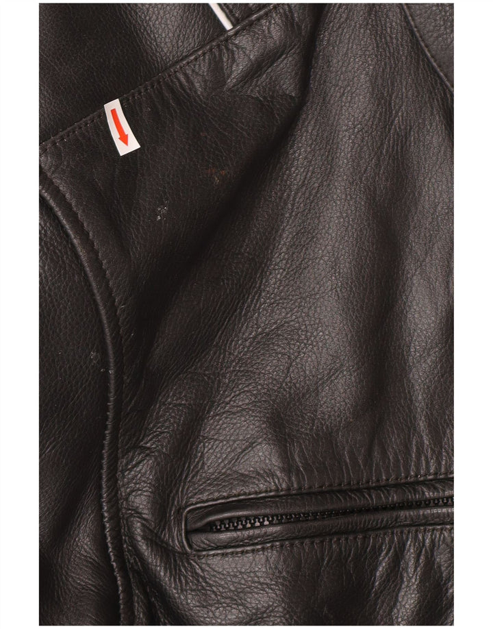 Męska skórzana kurtka racer VINTAGE UK 46 3XL czarna skóra